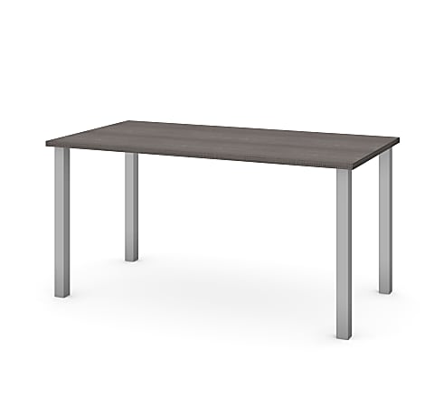 Bestar Universal 60"W Table Computer Desk With Square Metal Legs, Bark Gray