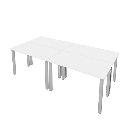 Bestar Universal 48"W Table Computer Desks With Square Metal Legs, White, Set Of 4 Computer Desks