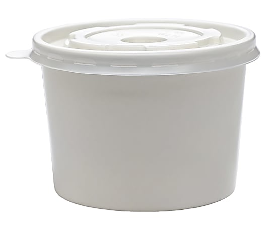 Highmark&reg; Paper Soup Containers with Lids, Disposable Paper Food Cups, Ice Cream Cups Food Storage with Lids, 16 oz, White, Case Of 250