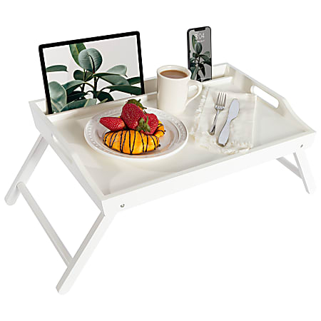 Rossie Home® Media Bed Tray, 13.9"H x 21.8"W x 2.6"D, Soft White