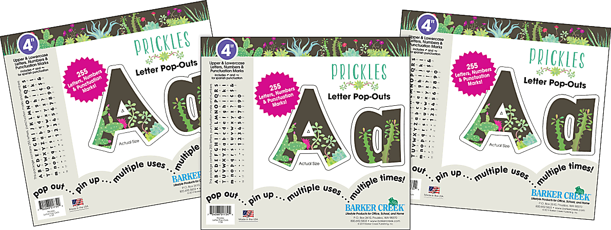 Barker Creek Letter Pop-Outs, 4", Prickles, Set Of 765 Pop-Outs