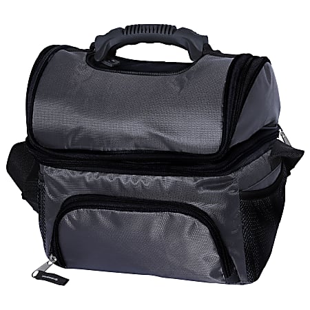 Brentwood Kool Zone 12-Can Insulated Cooler Bag With Extra Storage, 9"H x 7"W x 5"D, Gray