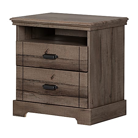 South Shore Avilla 2-Drawer Nightstand, 25"H x 24-1/2"W x 17-1/2"D, Fall Oak