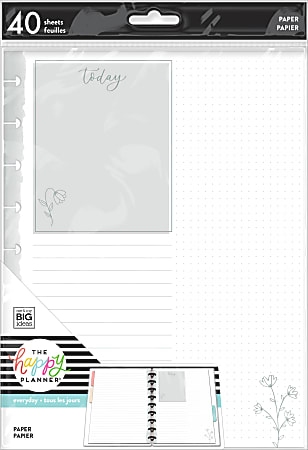 Happy Planner Classic Filler Paper, 40 Sheets, 7" x 9-1/4", Neutral Florals