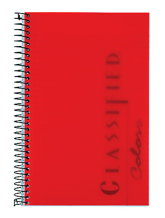 TOPS® Classified™ Colors Business Notebook, 5 1/2" x 8 1/2", 1 Subject, Narrow Ruled, 100 Sheets, Ruby Red Cover