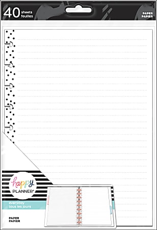 Happy Planner Classic Filler Paper, 40 Sheets, 7" x 9-1/4", Simple Dots