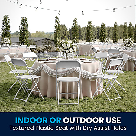 Flash Furniture Hercules Series Folding Chairs - 2 Pack, 650 Lb Capacity, Beige Plastic, Steel Frame 3 thumbnail image