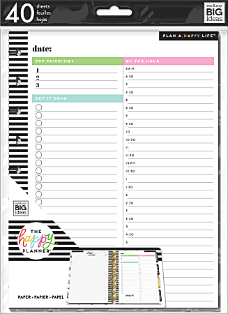 Happy Planner Classic Filler Paper, 40 Sheets, 7" x 9-1/4", Daily