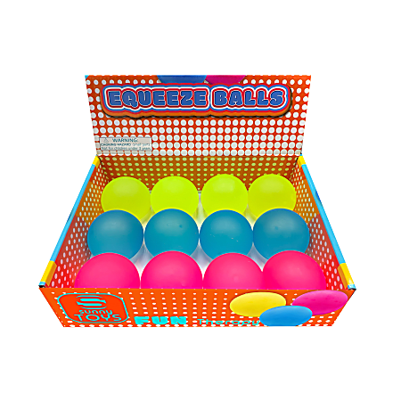 Quick Communication Corp. Sunny Toys Stress Balls with Motivational Quotes, Assorted Colors, Pack Of 12 Balls