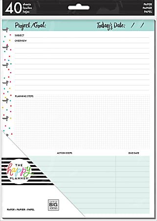 Happy Planner Big Filler Paper, 8-1/2" x 11", 40 Sheets, So Many Projects