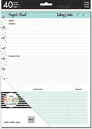 Happy Planner Big Filler Paper, 8-1/2" x 11", 40 Sheets, So Many Projects