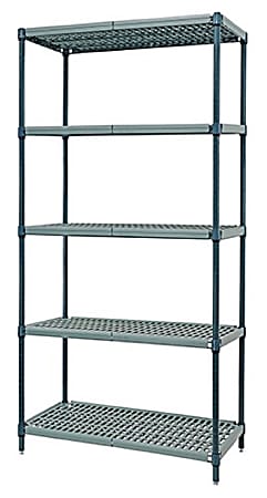 Quantum Proform Wire Shelving Unit, 5 Shelf, 74"H x 48"W x 18"D, Green