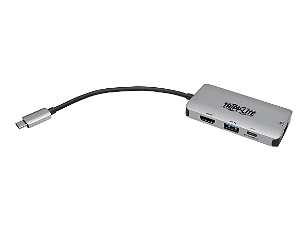 Tripp Lite USB C Multiport Adapter Converter w/ 4K HDMI Gigabit Ethernet Port & USB-A Hub, Thunderbolt 3 Compatible PD Charging - Docking station - USB-C 3.1 / Thunderbolt 3 - HDMI - 1GbE