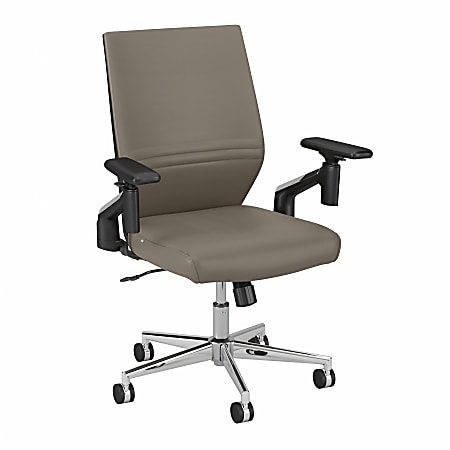 Bush Business Furniture Laguna Faux Leather Mid-Back Office Chair, Washed Gray, Standard Delivery