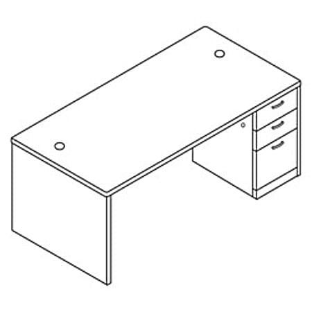HON® Attune™ Right Single Pedestal Desk With Frosted Doors, 29 1/2"H x 72"W x 36"D, Mahogany