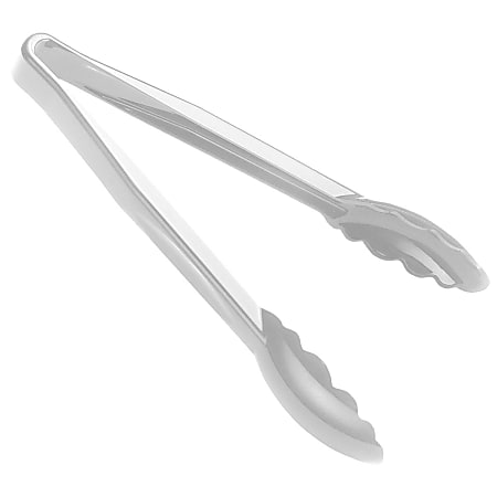 Cambro Plastic Tongs, Scallop Grip, 9", Clear, Pack Of 12 Tongs