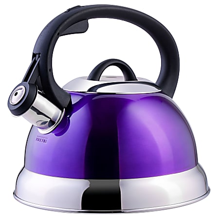 Mr. Coffee Flintshire 1.75 Qt Stainless Steel Whistling Tea Kettle, Purple