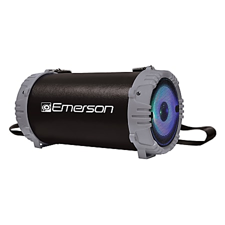 Emerson EAS-3001-BLUE Boomer Impulse Flash Portable Bluetooth Speaker With LED Lighting And Carrying Strap, 5”H x 4-1/2”W x 9-3/4”D, Gray