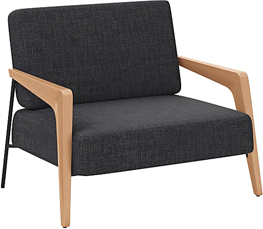 National® Laverick 33-1/2"W Fabric Lounge Chair, Dark Gray/Brown