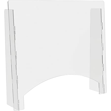 Lorell® Countertop Freestanding Barrier With Pass-Through Window, 24" x 27", Clear