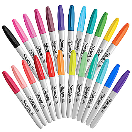 Sharpie Permanent Markers Fine Point Assorted Colors Set Of 24 Pouch -  Office Depot