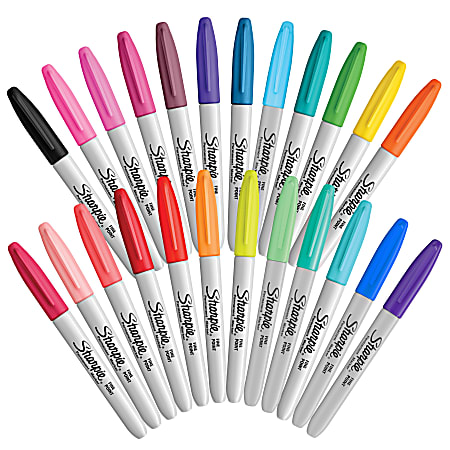 SHARPIE 24 Set Coloured Fine Point Permanent Marker NEW + bonus marker