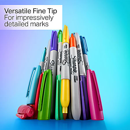 Sharpie Permanent Markers, Fine Point. Assorted Mystic Gem Colors, Pack Of  24 Markers