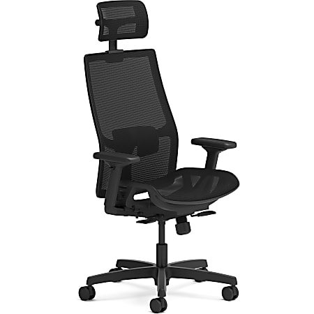 HON Ignition 2.0 Mid back Task Chair with Headrest Black Mesh Seat Fog Mesh Back Mid Back Black Armrest 1 Each