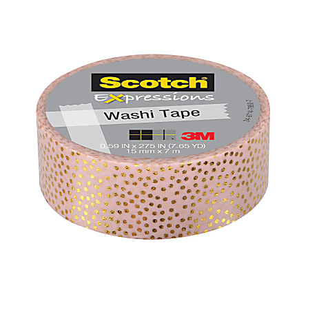 Scotch® Expressions Washi Tape, 3/5" x 257", Pink Gold