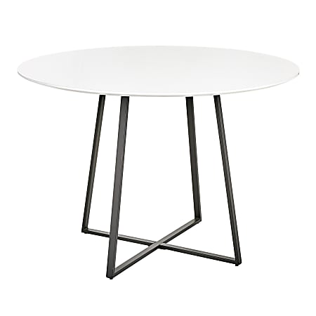 LumiSource Cosmo Dining Table, 30-1/4"H x 43-1/2"W x 43-1/2"D, Black/White