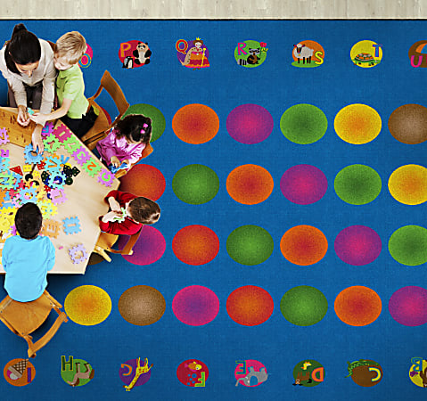 Flagship Carpets Circle Time Learning Rug, Rectangle, 10' 9" x 13' 2", Multicolor