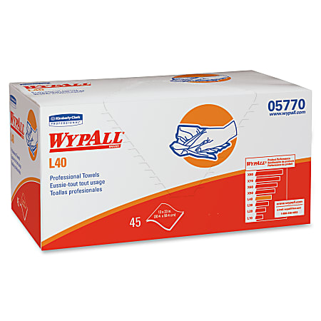 Wypall Power Clean L40 Extra Absorbent Towels - 12" x 23" - White - Absorbent, Versatile, Strong, Soft, Portable - For Industry, Face, Hand, Health Club, Manufacturing, School - 45 Per Box - 540 / Carton