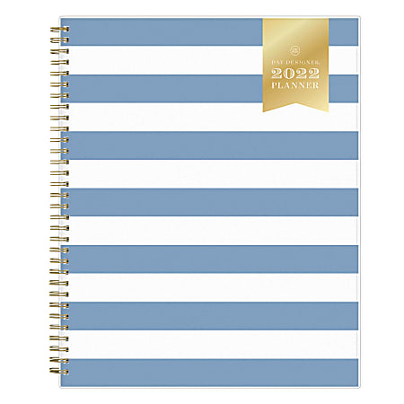 Day Designer Weekly/Monthly Planner, 8-1/2" x 11", Rugby Stripe, January To December 2022, 136417