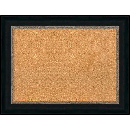 Amanti Art Non-Magnetic Cork Bulletin Board, 35" x 27", Natural, Paragon Bronze Plastic Frame