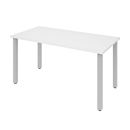 Bestar Universal 60"W Table Computer Desk With Square Metal Legs, White