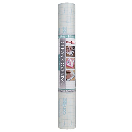 Con-Tact Clear Cover Adhesive Coverings Roll, 18" x 50', Clear Glossy