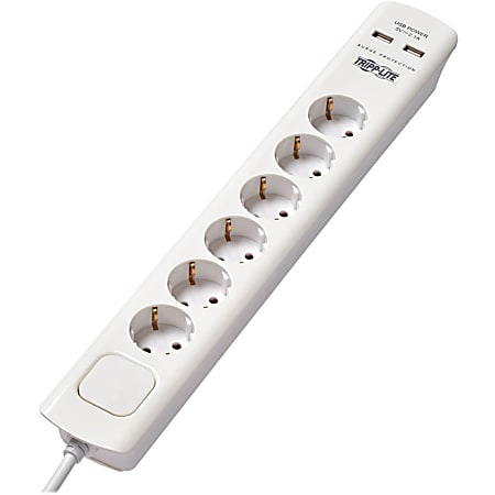 Tripp Lite 6-Outlet Surge Suppressor/Protector - 6 x Schuko Type F, 2 x USB - 250 J - 230 V AC Input