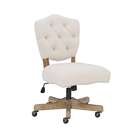Linon Juliet Fabric Mid-Back Home Office Chair, White/Gray Wash