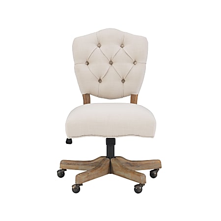 Linon Juliet Fabric Mid Back Home Office Chair WhiteGray Wash