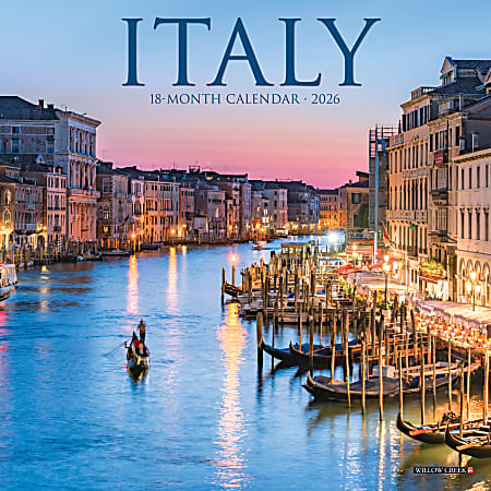 2026 Willow Creek Press Monthly Mini Wall Calendar, 7" x 7", Italy, January To December, 53621