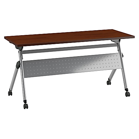 Bush Business Furniture 60"W x 24"D Folding Training Table With Wheels, Hansen Cherry/Cool Gray Metallic, Standard Delivery
