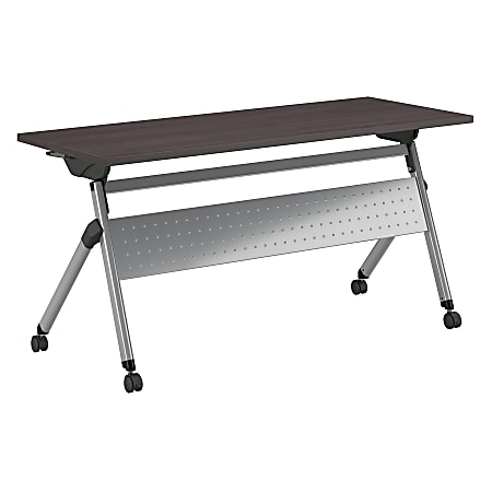 Bush Business Furniture 60"W x 24"D Folding Training Table With Wheels, Storm Gray/Cool Gray Metallic, Standard Delivery