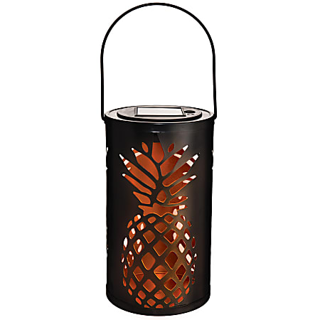 Amscan Metal Pineapple Solar-Powered Lanterns, 17-3/4"H x 4-5/16"W x 4-5/16"D, Black, Pack Of 2 Lanterns