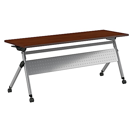 Bush Business Furniture 72"W x 24"D Folding Training Table With Wheels, Hansen Cherry/Cool Gray Metallic, Standard Delivery