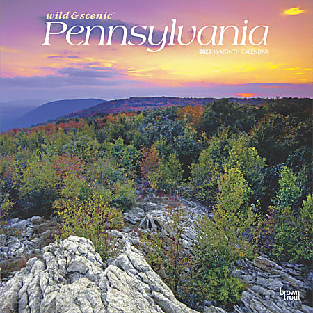 2025 BrownTrout Pennsylvania Wild & Scenic Monthly Square Wall Calendar, 12" x 12", American States, Jan to Dec 2025, 9781975475529