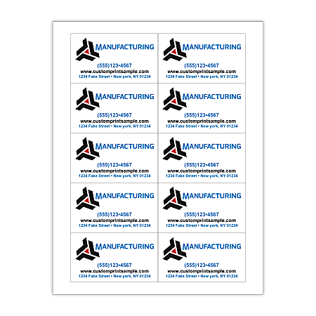 Custom Printed 3-Color Laser Sheet Labels And Stickers, 2" x 3-1/2" Rectangle, 10 Labels Per Sheet, Box Of 100 Sheets