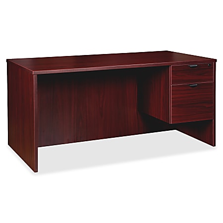 Lorell® Prominence 2.0 66"W Right-Pedestal Desk, 95% Recycled, Mahogany