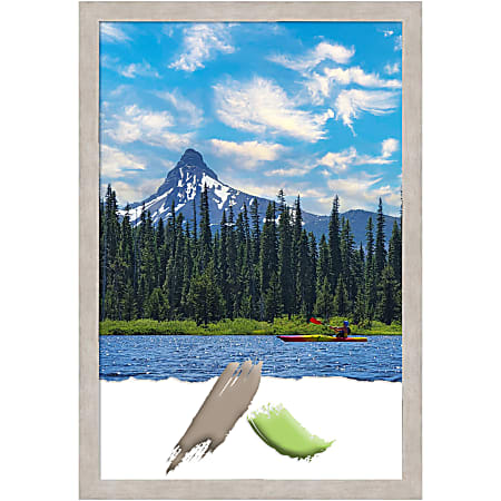 Amanti Art Marred Silver Wood Picture Frame, 27" x 39", Matted For 24" x 36"
