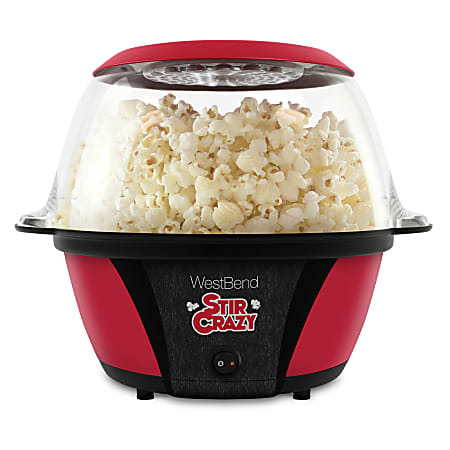 West Bend Stir Crazy Popcorn Maker, 10-3/16" x 11-1/16" x 12-1/4", Red