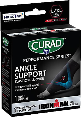 CURAD® Elastic Ankle Support With Microban®, Large/X-Large, Black